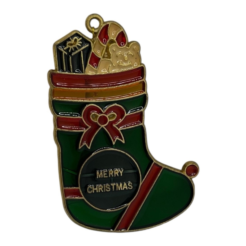 1987 Enesco Christmas Stocking Ornament gift candy cane cat